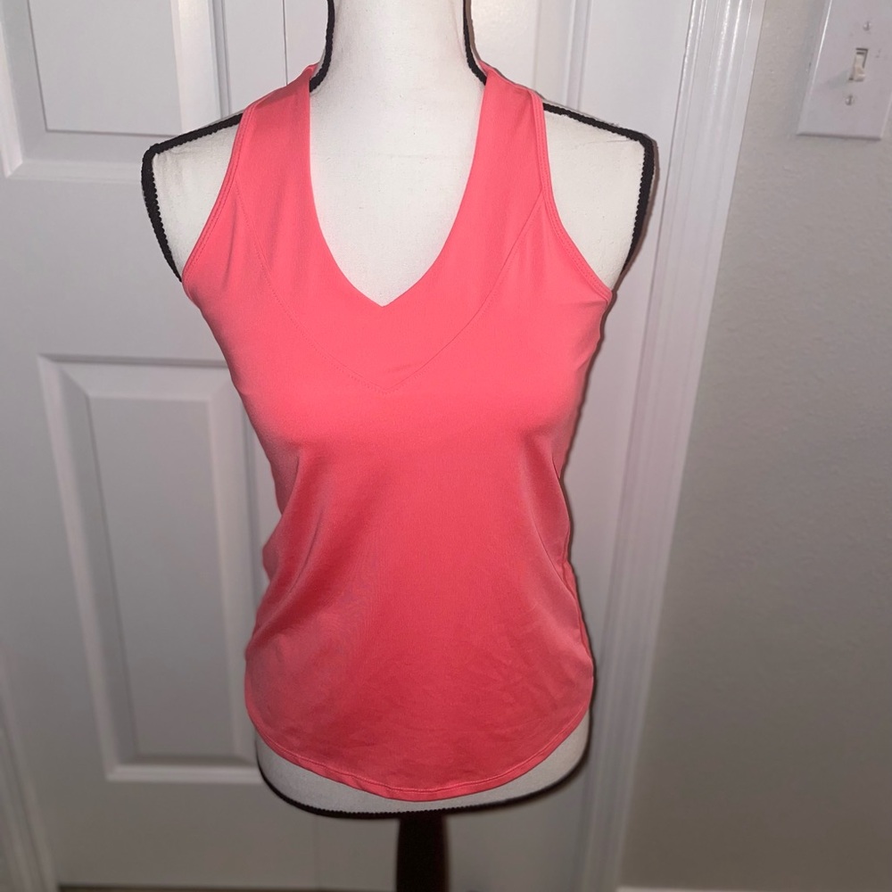 Lucky in Love Coral V-Neck Racerback Tank Top